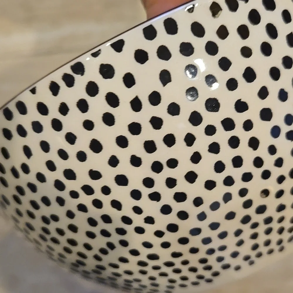 Thyme & Table Black/White Dot Stoneware Gold-Rimmed Bowl - Picture 6 of 6
